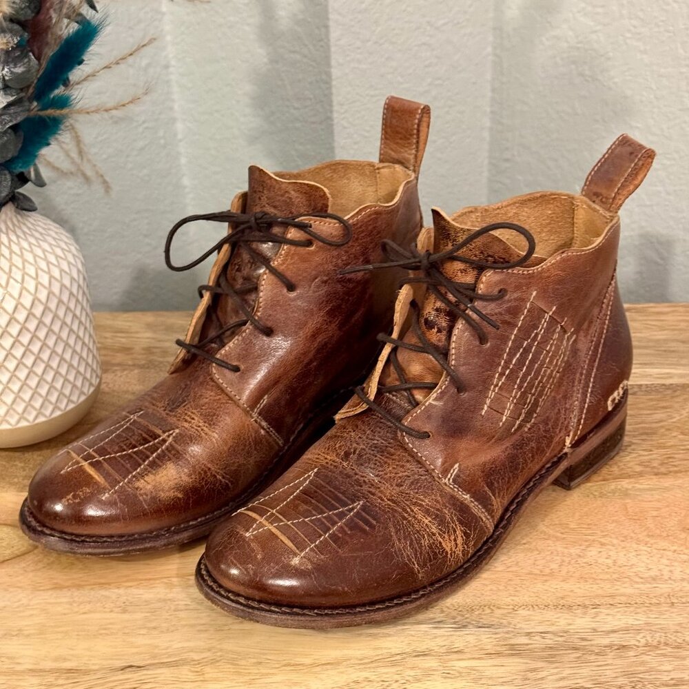 🤎 Gorgeous Bed Stu Brown Leather Ankle Boots - Picture 2 of 13